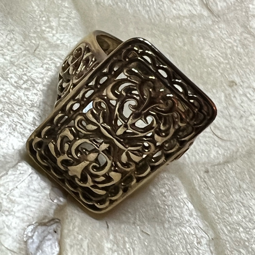 Elegant Gold Filigree Ring Sterling Vermeil‎ 14k